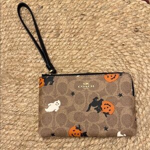 Coach Brown Wristlet with Halloween Motif